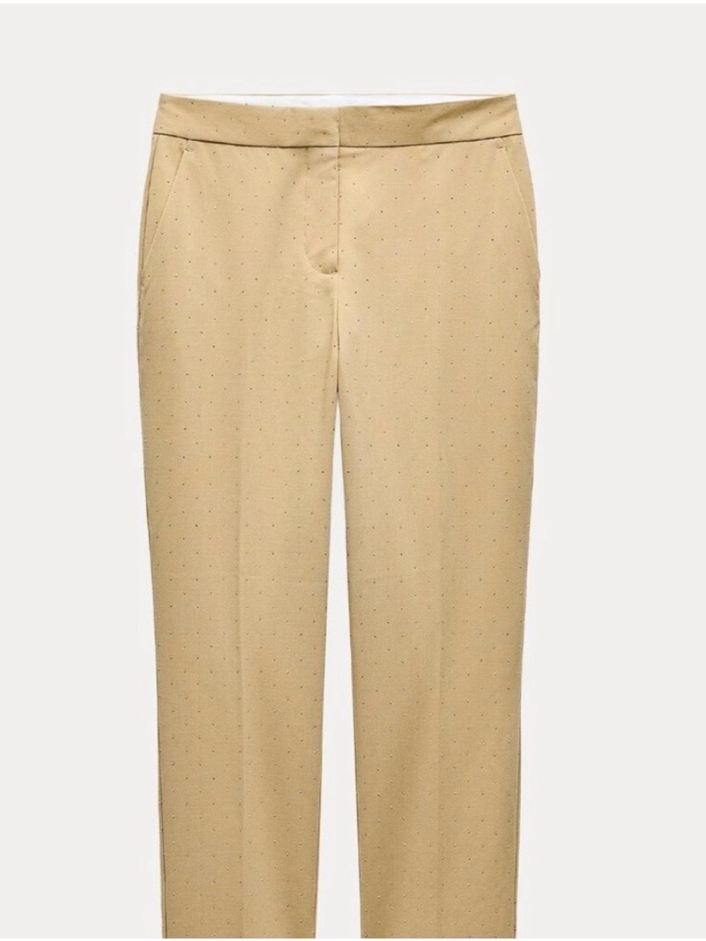 Zara NWOT Beige Suit with small silver studs. Cropped Tailored Pants. - Picture 6 of 9